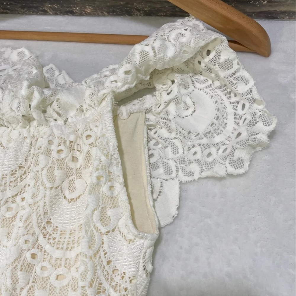Nwt $198 Nightcap Night Cap Spanish Lace Off Shoulder Top Shirt White Small S 2 - Picture 10 of 12